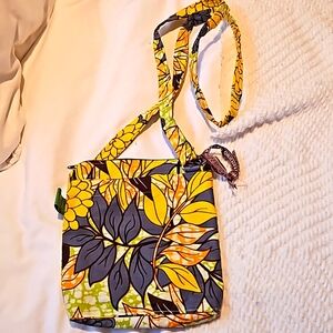 Fabric crossbody bag 30 in total length w/strap. NWT 7.75 x 8 x .75